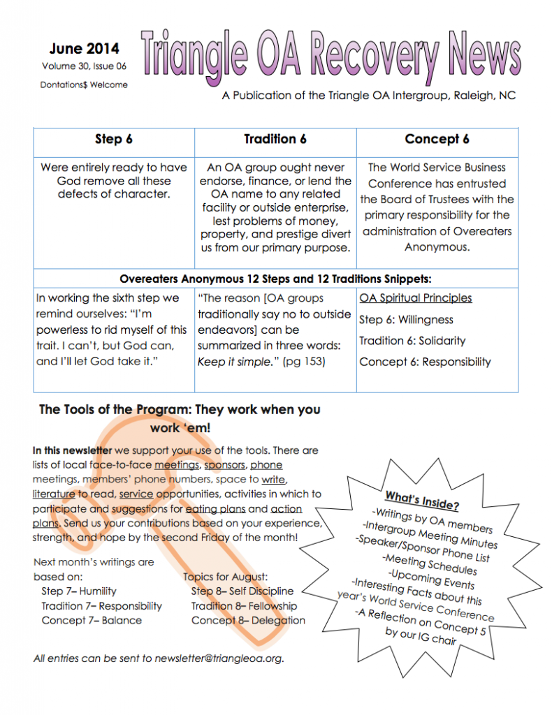 Overeaters Anonymous – Triangle Intergroup of Overeaters Anonymous