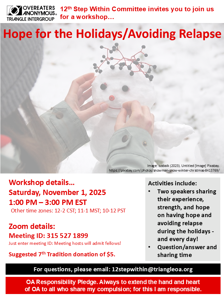 Download the 12 Step Within Hope for the Holiday/Avoiding Relapse flyer